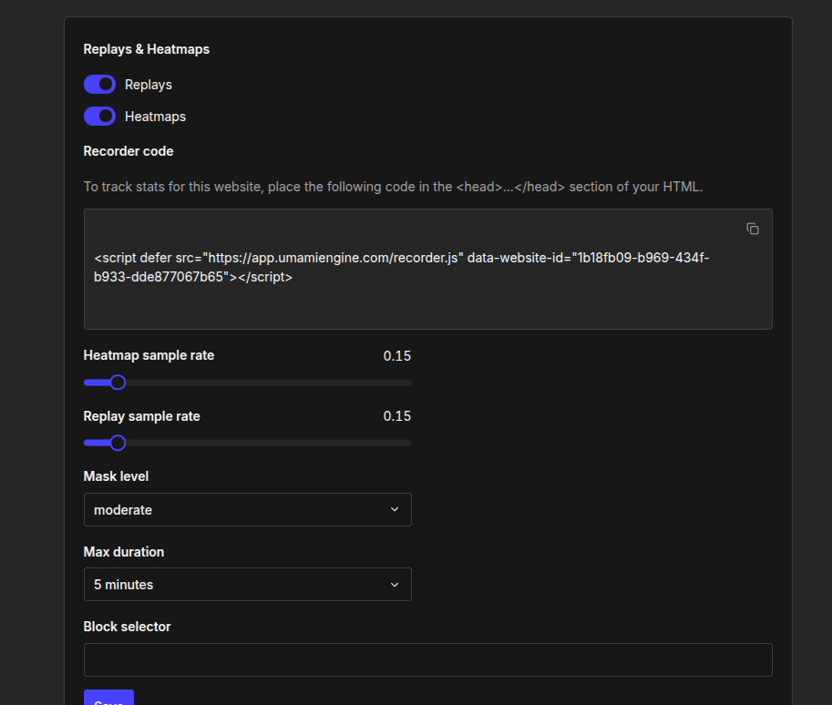 Enable Heatmaps in Umami